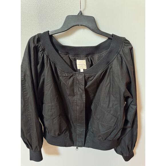 Favorite Daughter Black Off the Shoulder Bomber Jacket - Small (New) - Picture 6 of 9